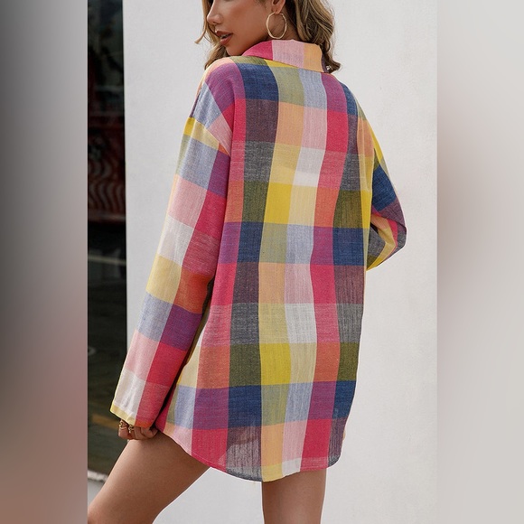 Bright Plaid Button Shirt - Picture 3 of 4